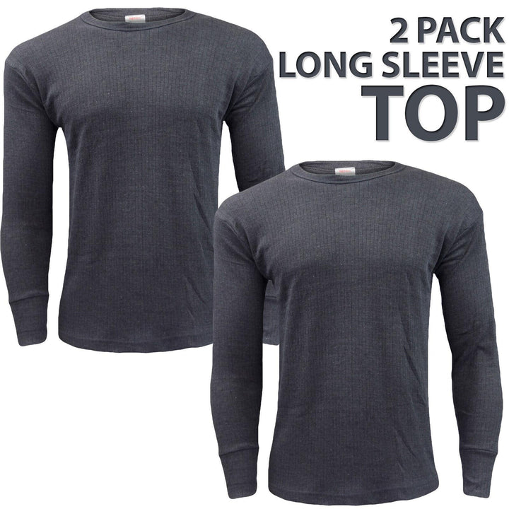 2 X Full Sleeve Mens Thermal Long Sleeves Vest Top Winter Warm Shirts Long Johns