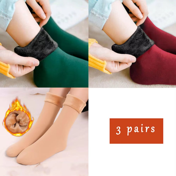 3 Pairs Lot Women Men Winter Warm Thicken Thermal Snow Socks Solid Color Floor Socks Soft Velvet Wool Cashmere Home Dropshipping