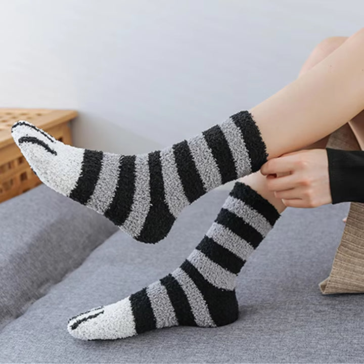 New Cotton Socks Winter Funny Print Cat Paw Warm Socks Kawaii Cute Casual Happy Fashion Designer Socks for Men Women