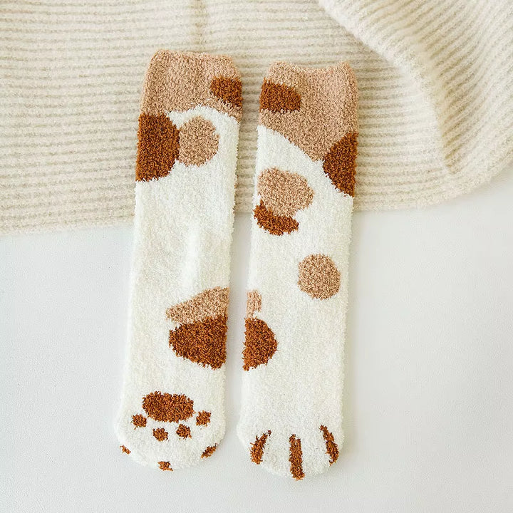 New Cotton Socks Winter Funny Print Cat Paw Warm Socks Kawaii Cute Casual Happy Fashion Designer Socks for Men Women