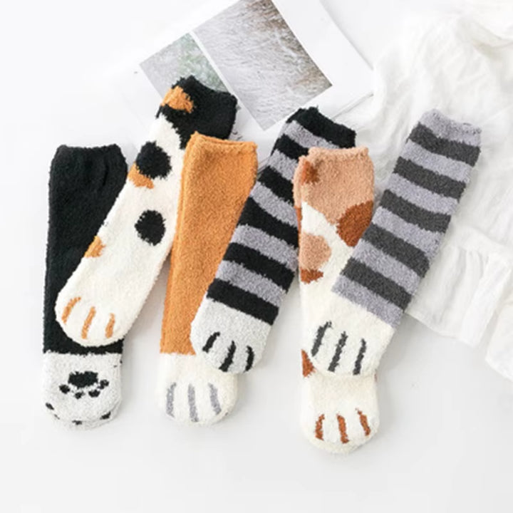 New Cotton Socks Winter Funny Print Cat Paw Warm Socks Kawaii Cute Casual Happy Fashion Designer Socks for Men Women
