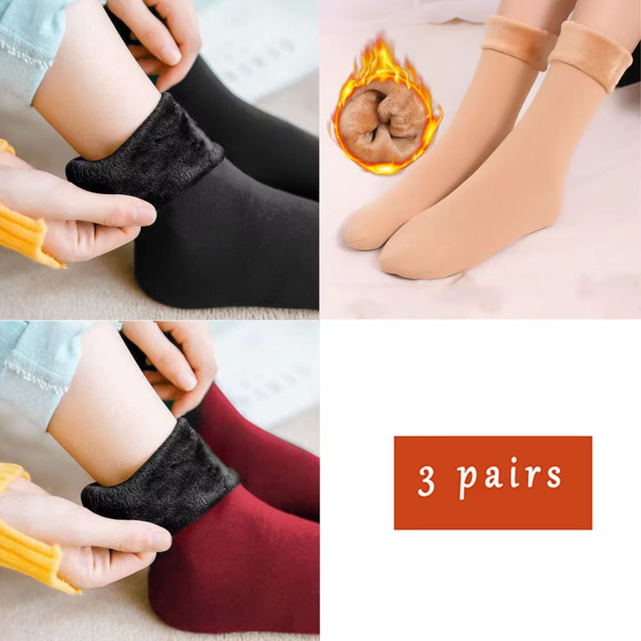 3 Pairs Lot Women Men Winter Warm Thicken Thermal Snow Socks Solid Color Floor Socks Soft Velvet Wool Cashmere Home Dropshipping