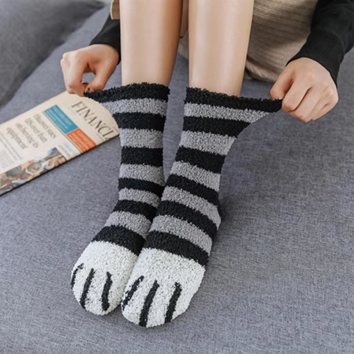 New Cotton Socks Winter Funny Print Cat Paw Warm Socks Kawaii Cute Casual Happy Fashion Designer Socks for Men Women