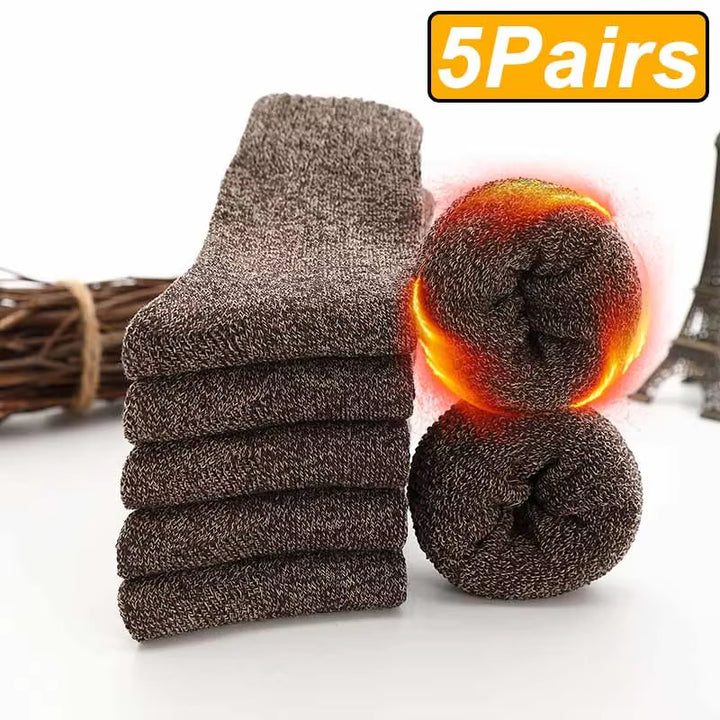 5 Pairs Winter Warm Men’S Socks Thick Male Women Socks Super Thicker Solid Socks Winter Socks against Cold Snow Terry Socks
