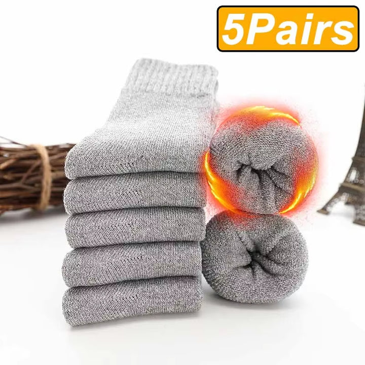 5 Pairs Winter Warm Men’S Socks Thick Male Women Socks Super Thicker Solid Socks Winter Socks against Cold Snow Terry Socks