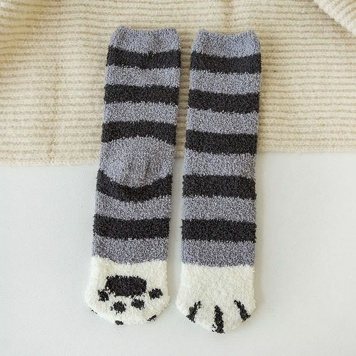 New Cotton Socks Winter Funny Print Cat Paw Warm Socks Kawaii Cute Casual Happy Fashion Designer Socks for Men Women